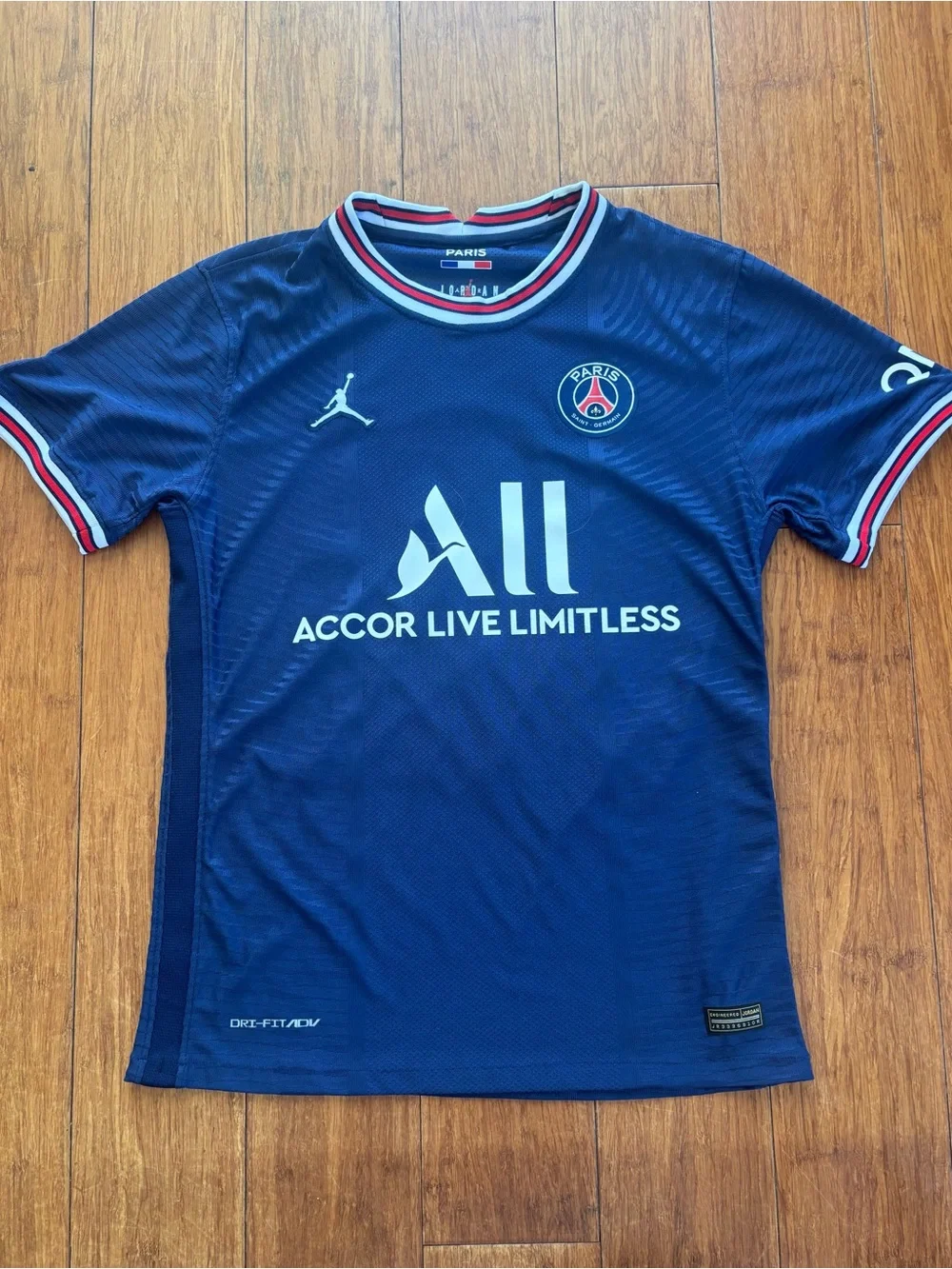 Messi Jordan PSG Navy Jersey with Red & White Trim